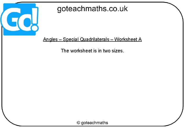 Angles Special Quadrilaterals Worksheet A The Worksheet Is