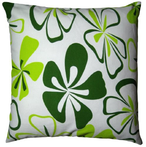 JinStyles Cotton Canvas Floral Accent Decorative Throw Pillow Cover (Green, Square, 1 Cover for 18 x 18 Inserts) On Sale