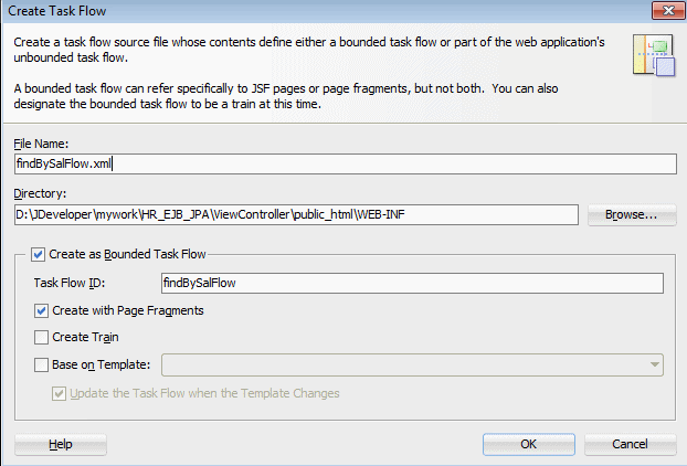 Create Task Flow dialog
