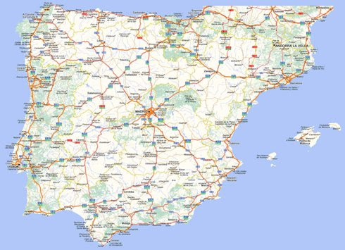 Mapa de carreteras de España y Portugal