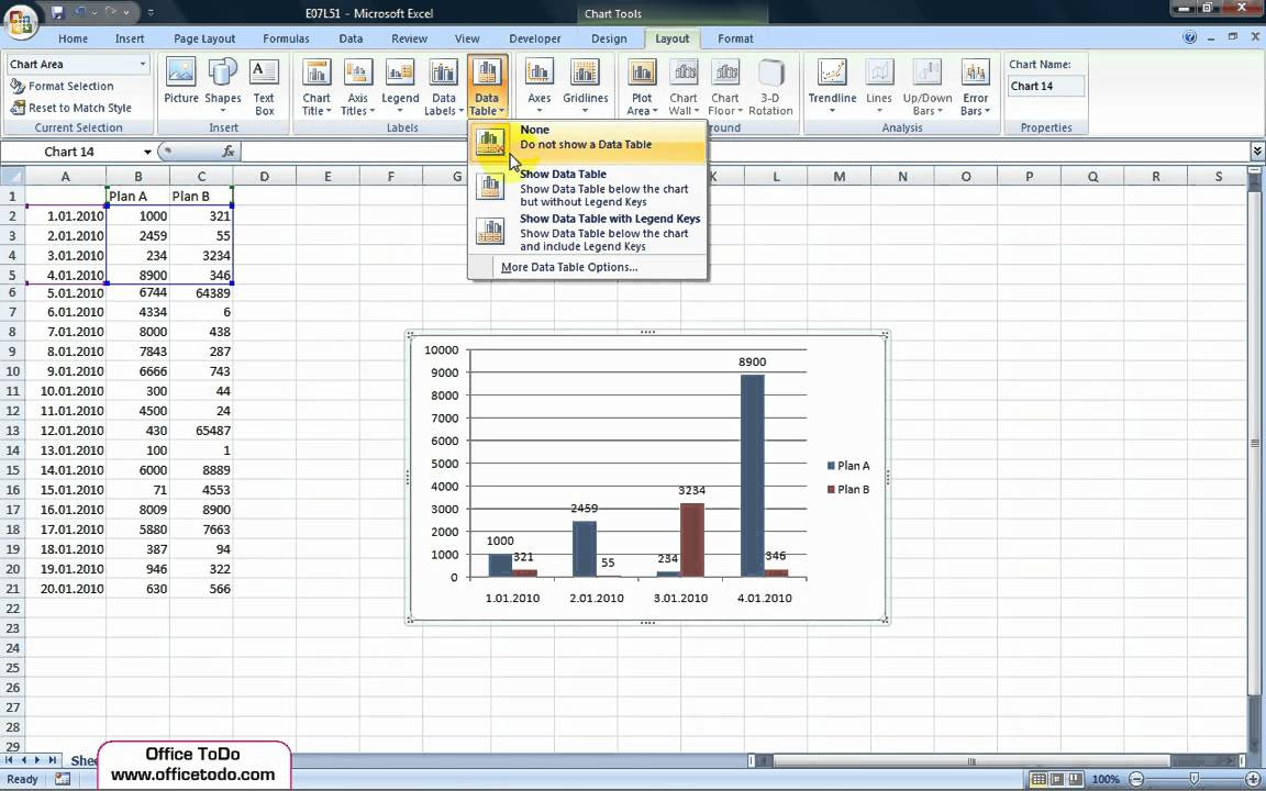 Excel | How to add a data table to a chart? - YouTube