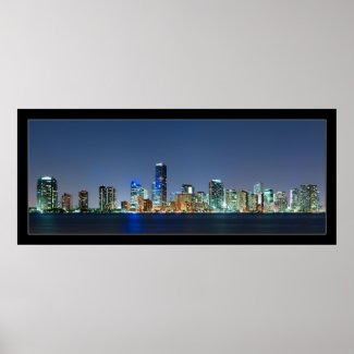 Miami Skyline Panorama Poster