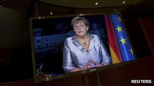 Angela Merkel delivers her new year message in a TV message. 30 Dec 2012