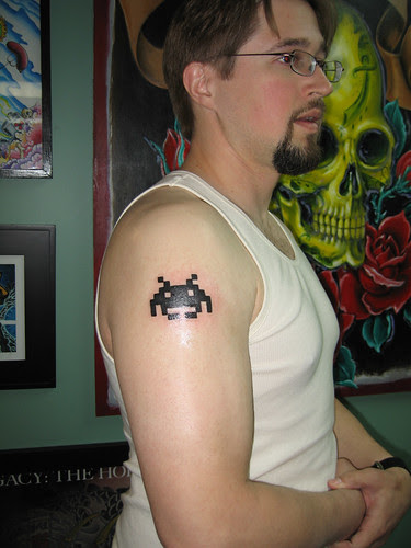 IMG_9131 · IMG_9129 · my shiny, new Space Invader tattoo 