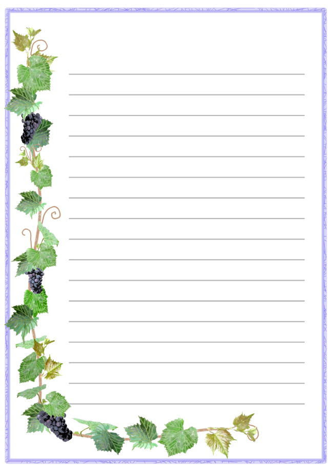 花の便箋 無料テンプレート ぶどう 1 Template Million テンプレートミリオン