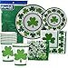 St Patricks Day Disposable Dinnerware Party Bundle - Lucky Shamrocks - Dinner Plates, Dessert Plates, Cups, Napkins and Table Cover (Serves 8)