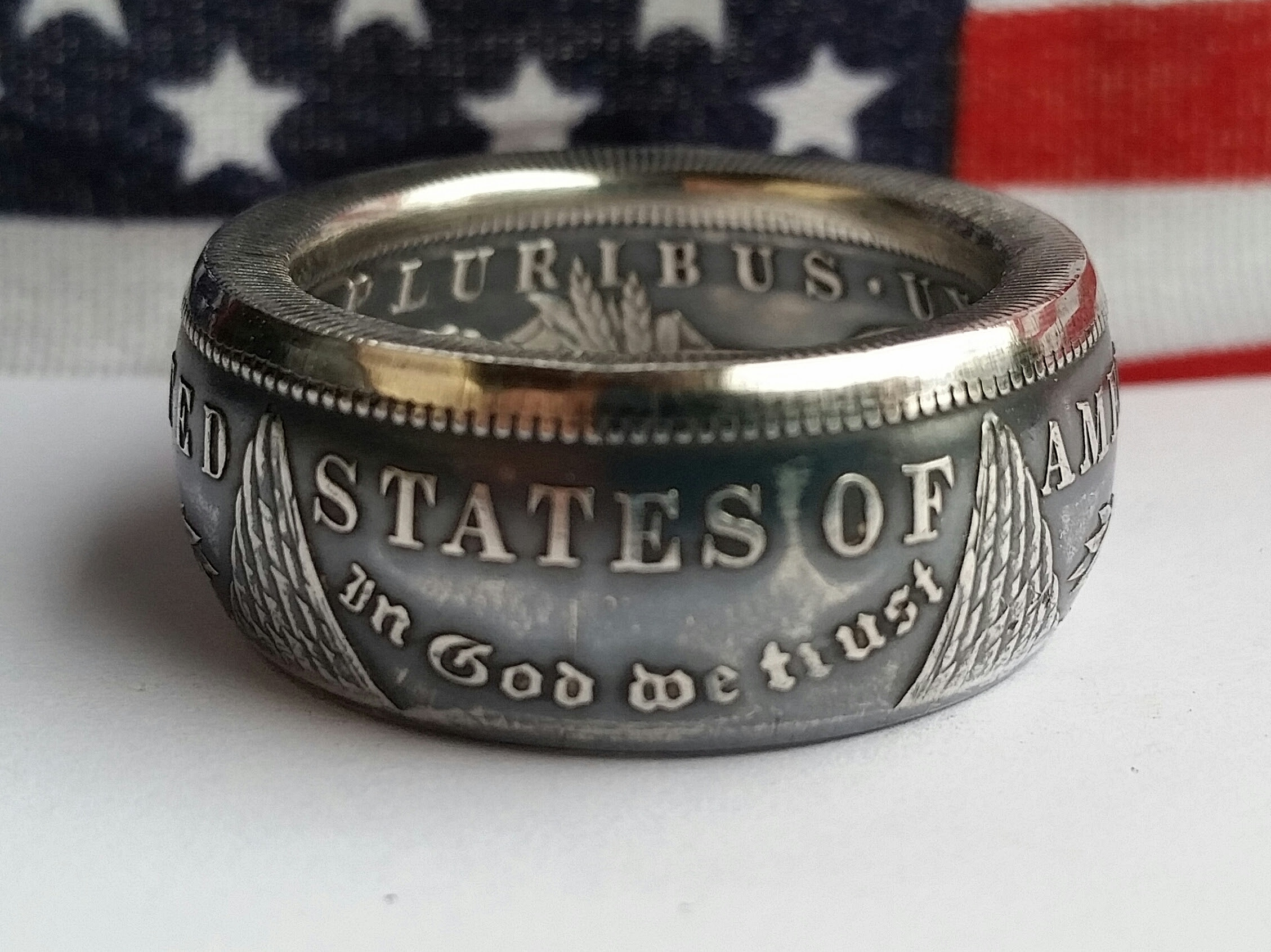 1878-1904 High Grade Morgan Dollar Coin Ring (tails side ...