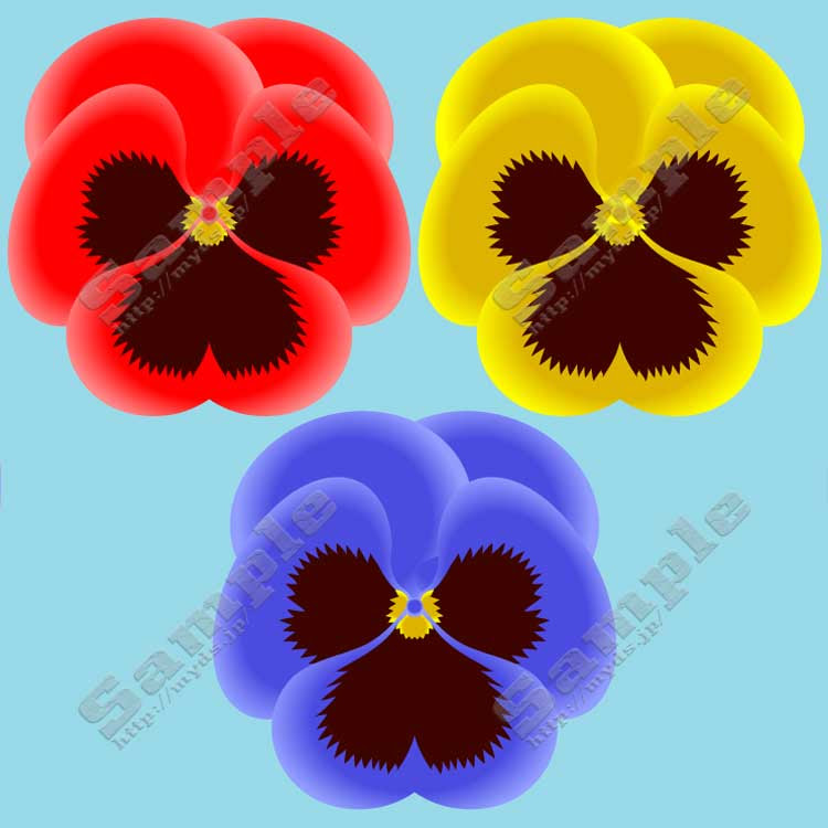 三色スミレ No 318 パンジーのイラスト アイコン 条件付フリー素材集 スマホなど携帯電話対応