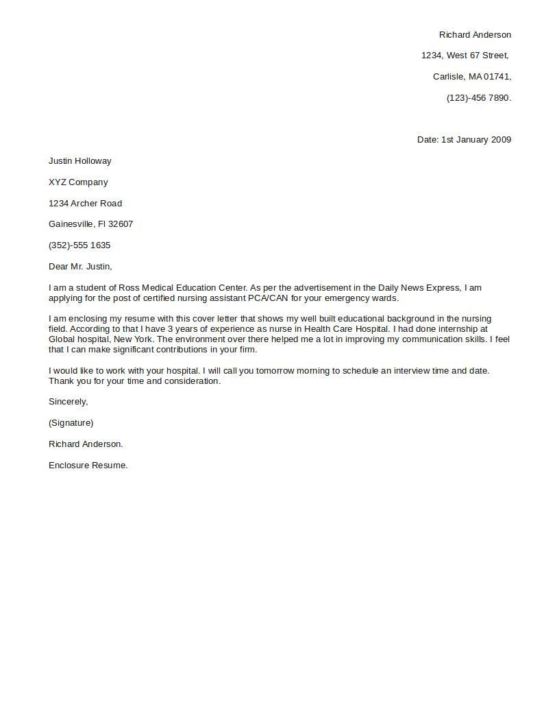 resume cover letter examples