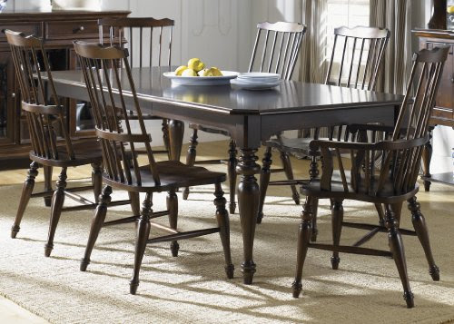 LIBERTY RIVER STREET FORMAL DINING RECTANGULAR LEG TABLE SET BURGUNDY SPICE 7PC
