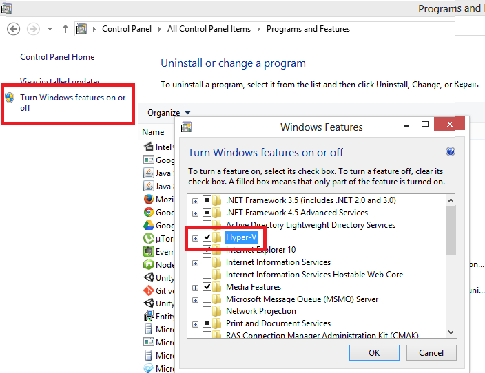 hyper-v disable in windows