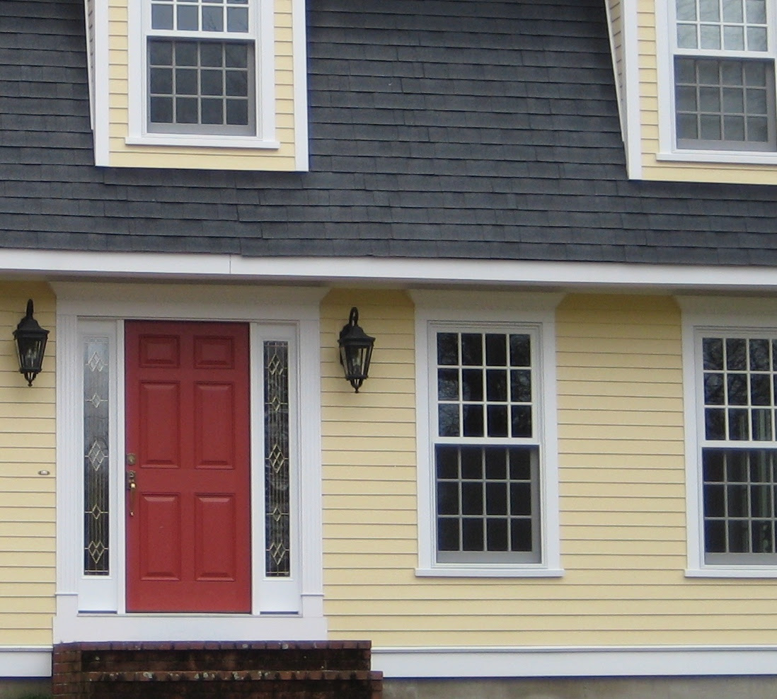 What color to paint an exterior door for a yellow house? (hardwood ...