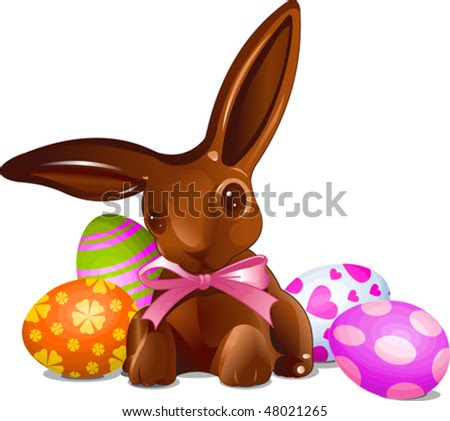 easter bunnies and eggs to colour in. unny with Easter Eggs