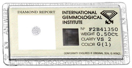 Original-Foto 1, DIAMANT BRILLANT IGI HALB-KARAETER TOP WESSELTON