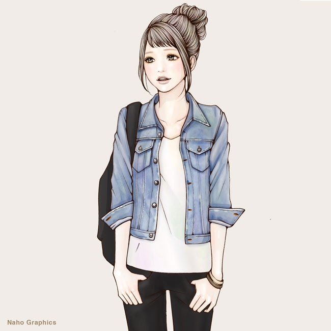 ショートバングのカジュアル女子 Naho Graphics