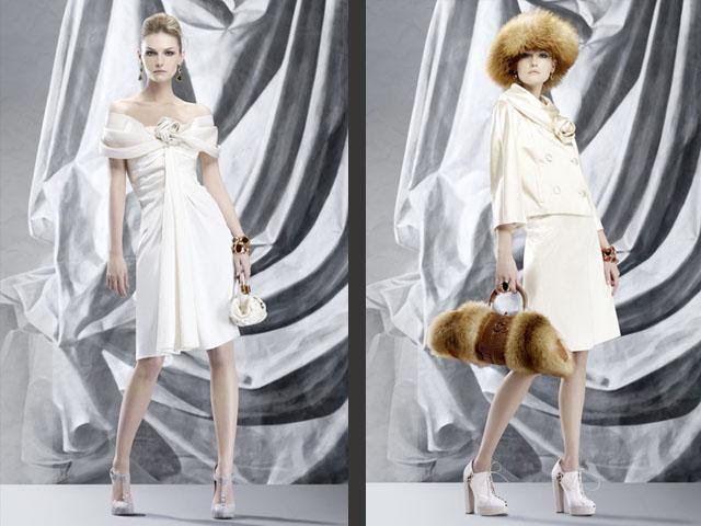  with large beautiful mink and natural fox fur collars and cuffs.