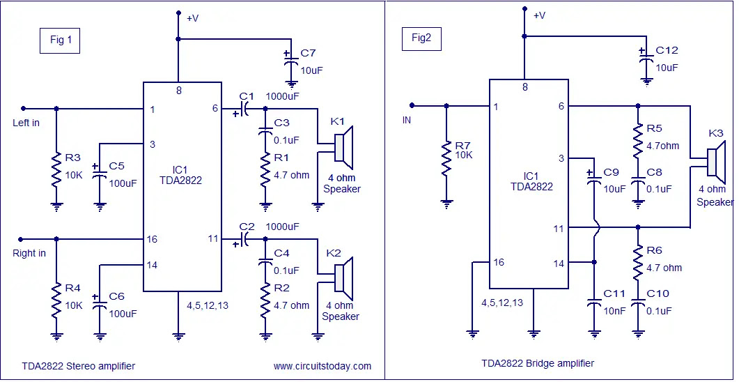TDA2822 amplifier circuit