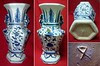 大元國文宗天曆或至順年製青花花卉紋文（文宗）字款雙耳六角方瓶海撈瓷 A Seabed-unearthed en route the legendary Silk Road from China to Europe via Middle East Blue and White glazed Floral Designs Twin Handles Wen Mark Hexagon-shaped Vase Tianli or Zhishun period Great Yuan Dynasty