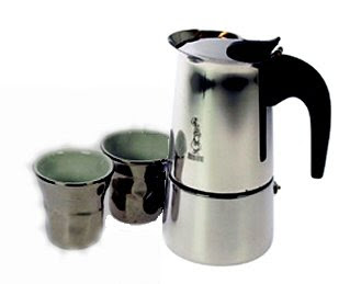 Bialetti: Elegance Musa 4 Cups for INDUCTION + 2 Precious Black Coffee Cups