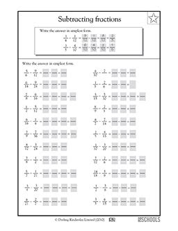  4th grade 5th grade math worksheets subtracting fractions uncommon