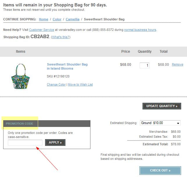 VeraBradley coupon promo code printable instructions