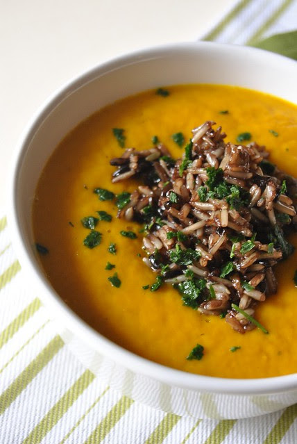 Cream of pumpkin and leek soup