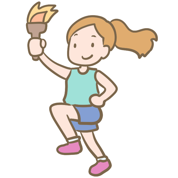 聖火ランナー 白人女性 のイラスト かわいいフリー素材が無料のイラストレイン