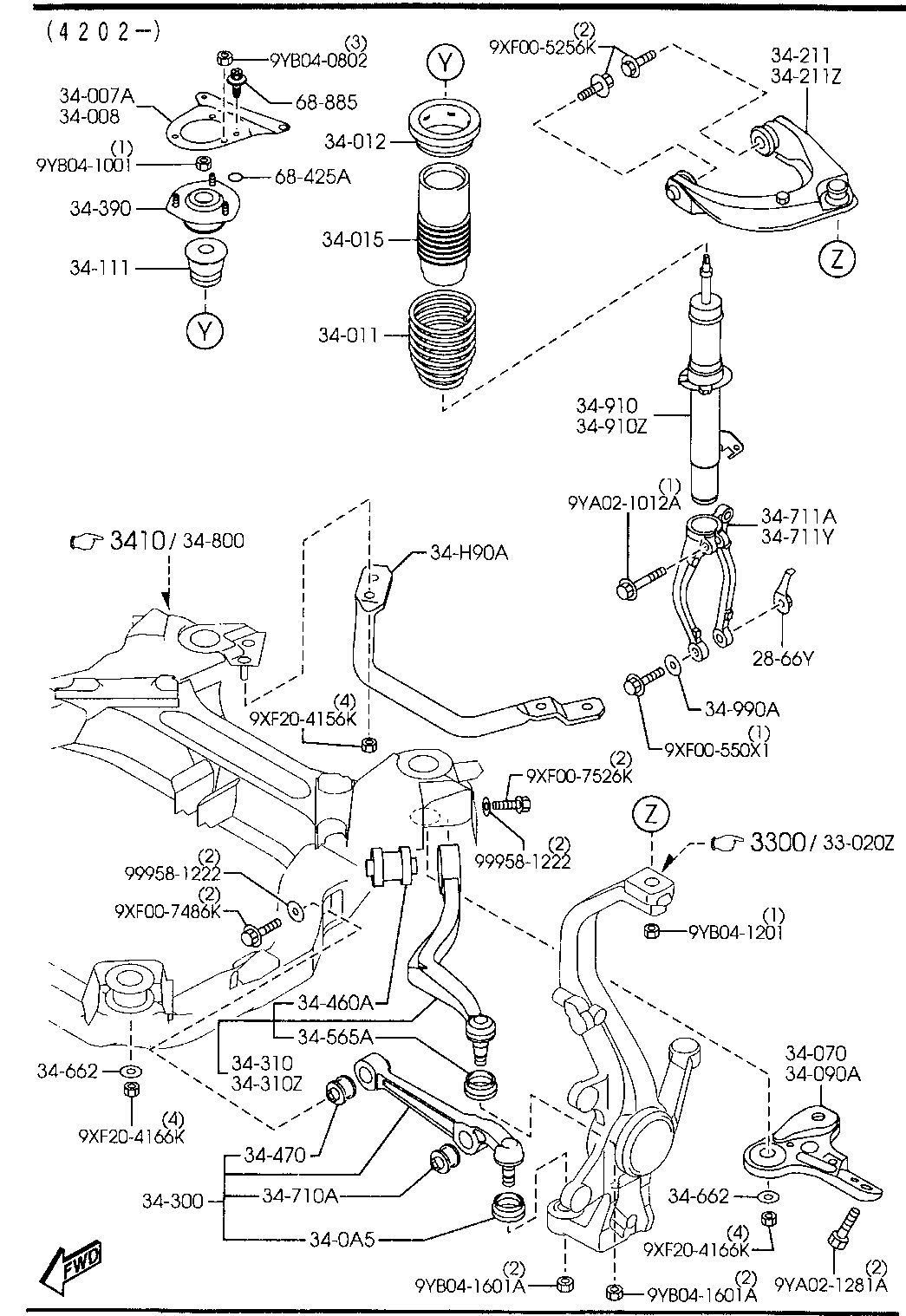 USA, 2004 MAZDA6, CHASSIS AXLE SUSPENSION,BRAKE & STEERING ...