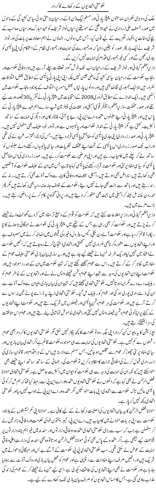 Government Alliance Express Column Saeed Arain 24 November 2010