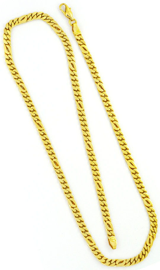 Foto 3, Flachpanzer Tigerauge Pfauenauge Kette Goldkette massiv, K2258