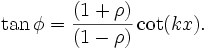 {\tan  \phi}={{(1+\rho)}\over{(1-\rho)}}\cot(kx).