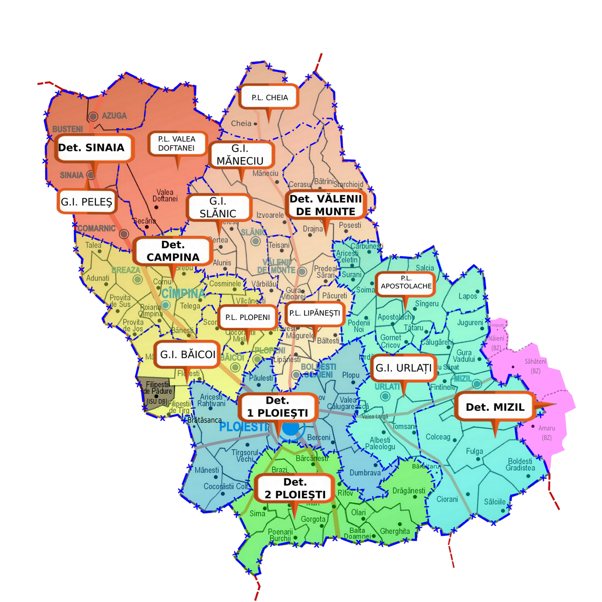 prahova pe harta ISU Prahova   Zone de competență/title