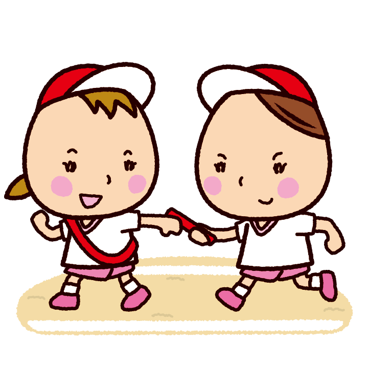 運動会のイラスト リレーのバトンパス イラストくん