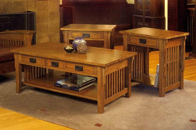 Mission Solid Oak 3-piece Coffee and End Table Set ...