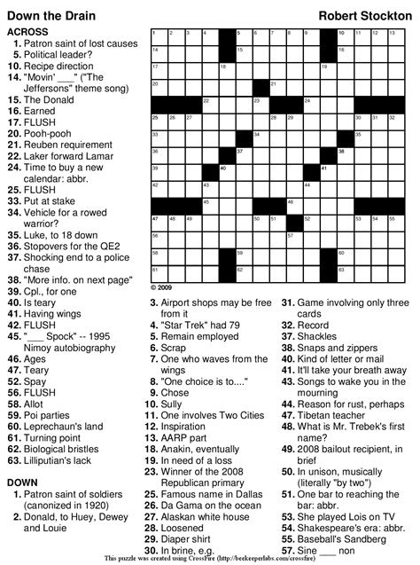 All of the puzzles are free. 6 best images of easy adult crossword puzzles printable