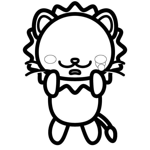 塗り絵に最適な白黒でかわいいライオンの無料イラスト 商用フリー オイデ43