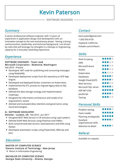 If you want prospective employers to contact you about a job, you need to have a resume that impresses. Software Engineer Resume Example | CV Sample [2020