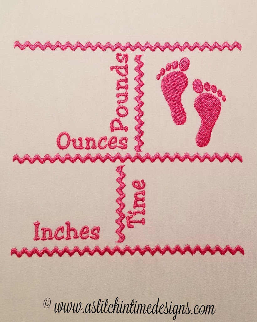 Download Footprints Birth Announcement Template For 5x7 Hoop A Stitch In Time Embroidery Designs
