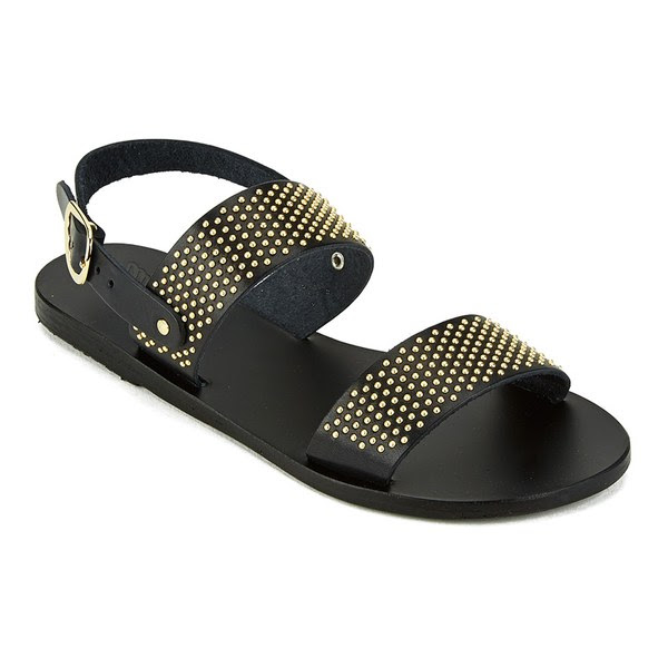Ancient Greek Sandals Women's Dinami Two Part Studded Leather Flat ...