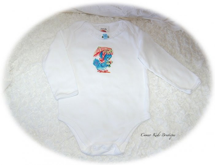 Sweet Baby Blue Bird Vintage Inspired Baby Couture