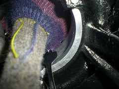 First Argyle Diamond on Sock Machine (view from below)