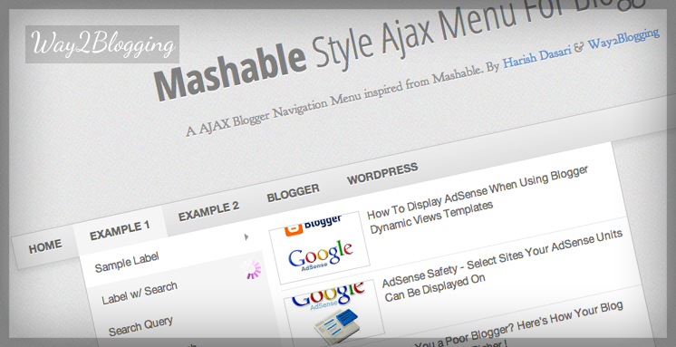 AJAX Navigation Menu For Blogger Banner