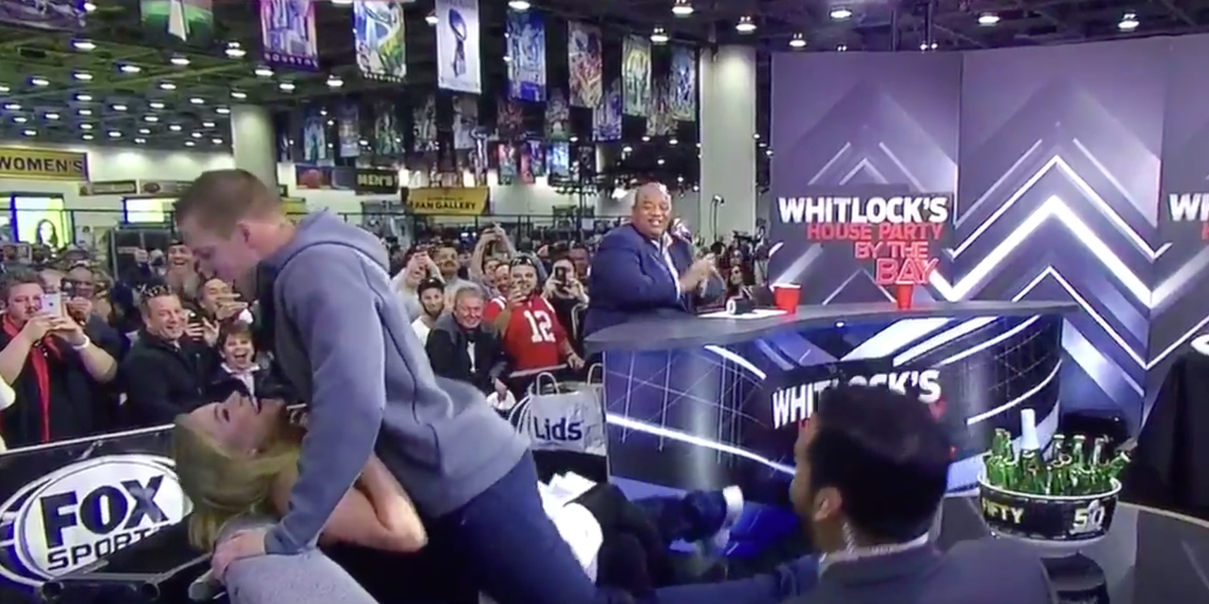 Gronk Awkwardly Surprise Dry Humps Reporter During Super 