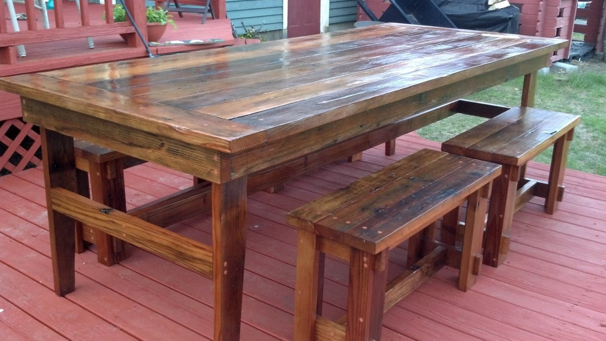 Ana White | Rustic Farm Table &amp; Benches - DIY Projects