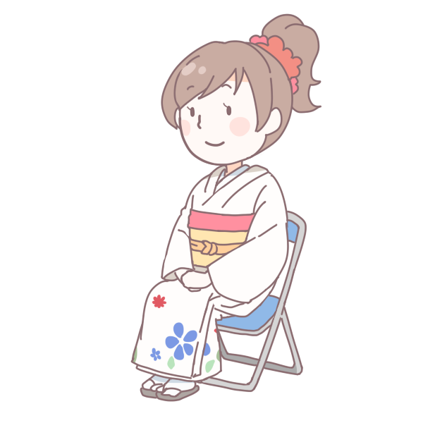 白い着物を着て座っている成人女性のイラスト かわいいフリー素材が無料のイラストレイン