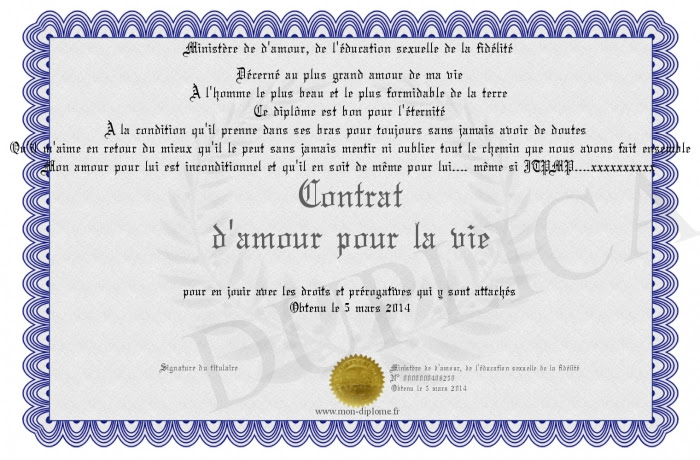 Contrat D Amour Pour La Vie