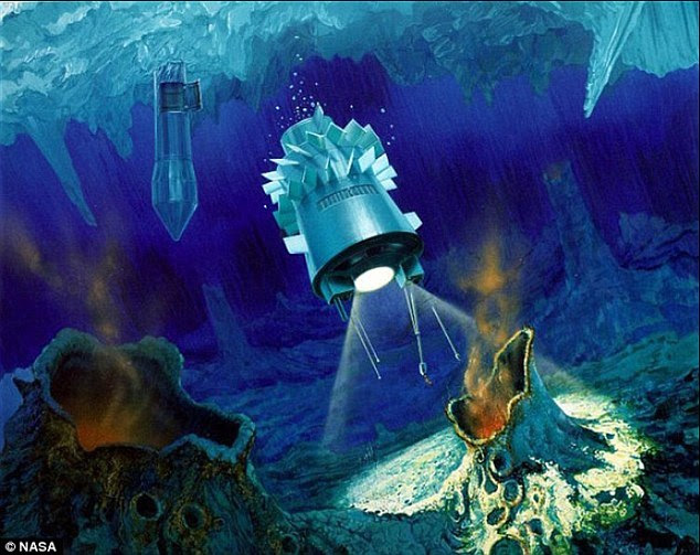 There have been various proposals to explore Europa over the years, such as the Cryobot (pictured) which would be taken underground by a larger drill before it was then released into the ocean, searching for signs of past or present alien life