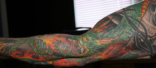 Full Sleeve Arm Dragon Tattoo 