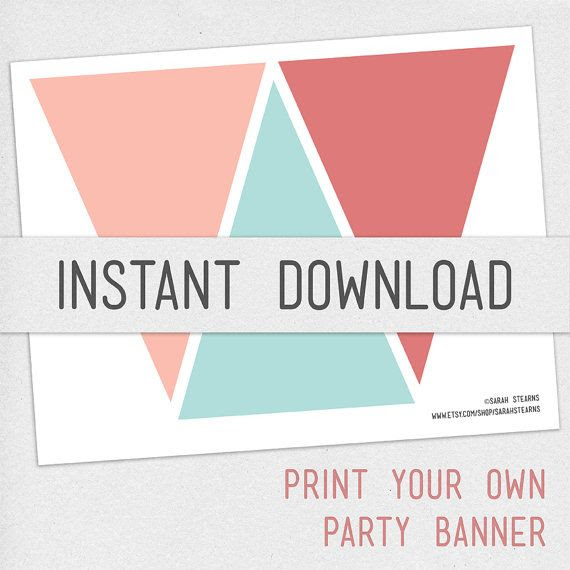 template banner free shower diy baby Pennant  Banner Your  Banner DIY Template  Baby Own Print Shower