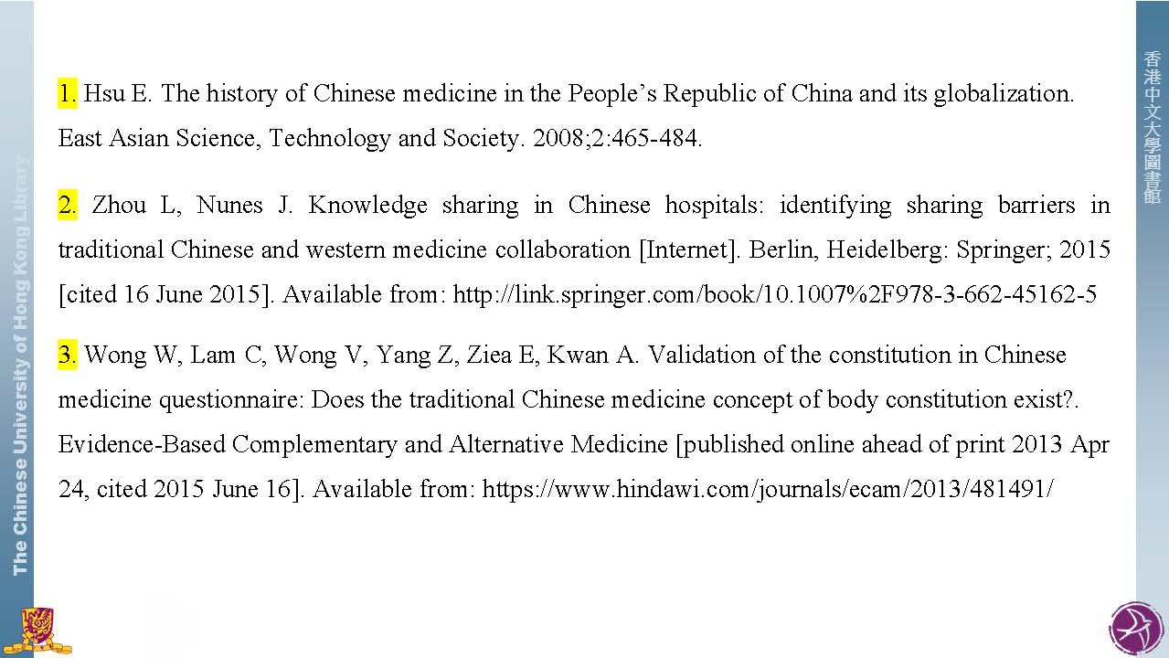 Vancouver Style In Text Citation